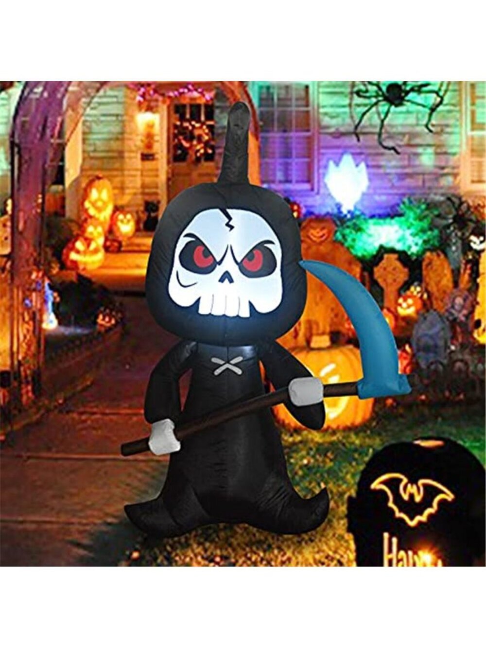 GOOSH 6FT Halloween Decoration Inflatable Halloween Grim Reaper Blow Up Yard